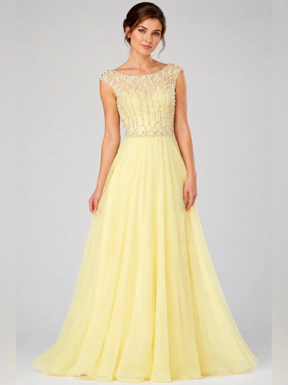 Sherri Hill Sherri Hill Butter Yellow Beaded Cap-Sleeve Dress | Sz: 4 | Color: Yellow Sherri Hill Sherri Hill Butter Yellow Beaded Cap-Sleeve Dress | Sz: 4 | Color: Yellow